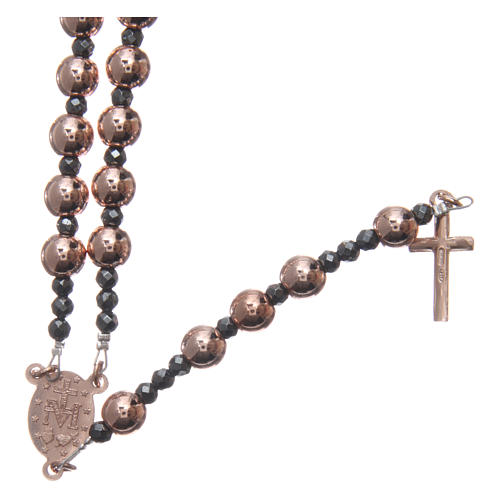 Rosario argento 925 cavetto palline lisce ematite rosé 6 mm e sfacc 3 mm 2
