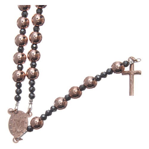 Rosary in 925 sterling silver with smooth pearl beads rosè 6 mm and 3 mm multifaceted beads 2