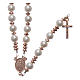 Rosary in 925 sterling silver with pearl beads and rosè multifaceted hematite washers s1