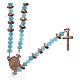 Rosary in 925 sterling silver with light blue crystal and cipollino marble beads and rosè hematite washers s1
