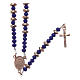 Rosary in 925 sterling silver with blue crystal and cipollino marble beads and rosè hematite washers s1