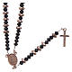 Rosary in 925 sterling silver, with black crystal and cipollino marble beads and multifaceted rosè hematite washers s1