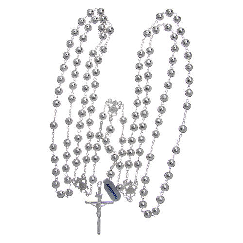 Mexican wedding rosary in 925 sterling silver with shiny beads and spear cross 4