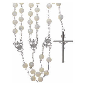 Mexican wedding lasso rosary in sterling silver and mother-of-pearl 8 mm grains
