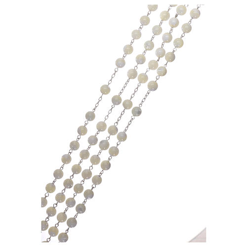 Mexican wedding lasso rosary in sterling silver and mother-of-pearl 8 mm grains 3