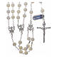 Wedding lasso rosary in sterling silver with mother of pearl beads, 8 mm s1