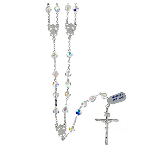 Mexican wedding rosary in 925 sterling silver, 8 mm strass beads aurora borealis 2