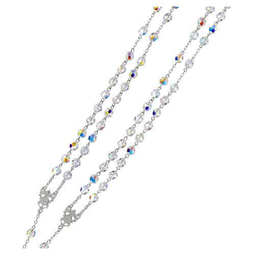 Mexican wedding rosary in 925 sterling silver, 8 mm strass beads aurora borealis 3