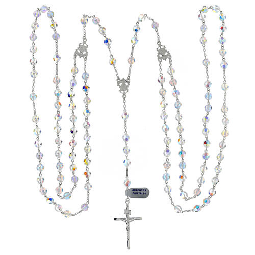 Mexican wedding rosary in 925 sterling silver, 8 mm strass beads aurora borealis 4