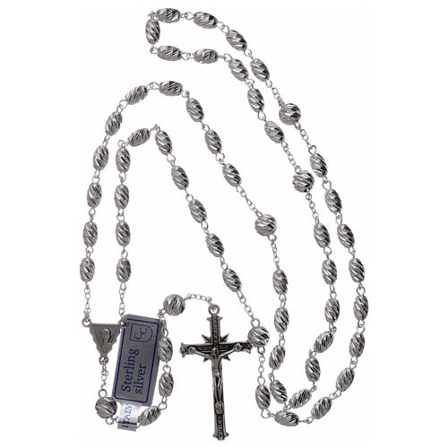 Rosary in 925 silver, wheat beads 7x5 mm 4