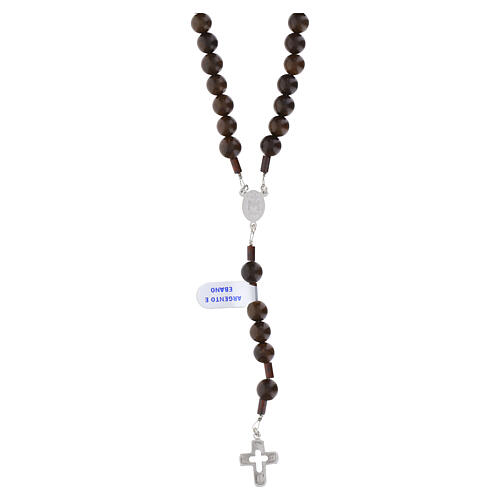 Rosary in ebony with silver cross 8 mm 3