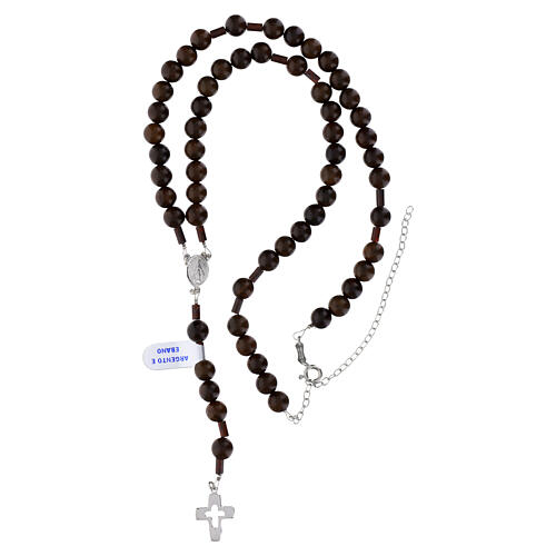 Rosario madera de ébano con cruz de plata 925, granos 8 mm 6