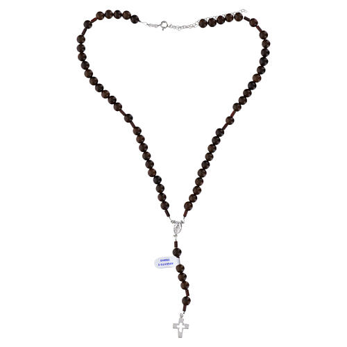 Rosario madera de ébano con cruz de plata 925, granos 8 mm 7
