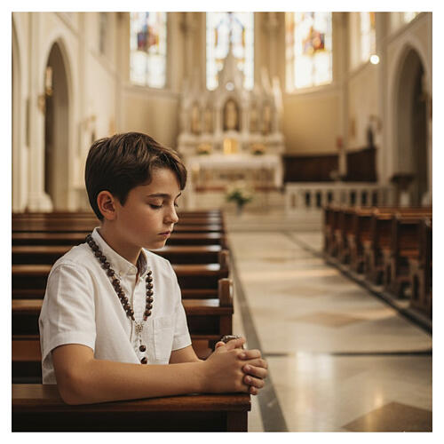 Rosary in ebony with silver cross 8 mm 4