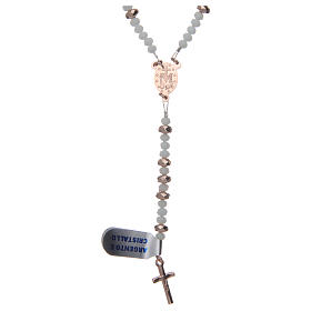 Rosary in silver finished in rosè and crystal