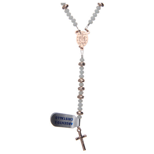 Rosary in silver finished in rosè and crystal 2