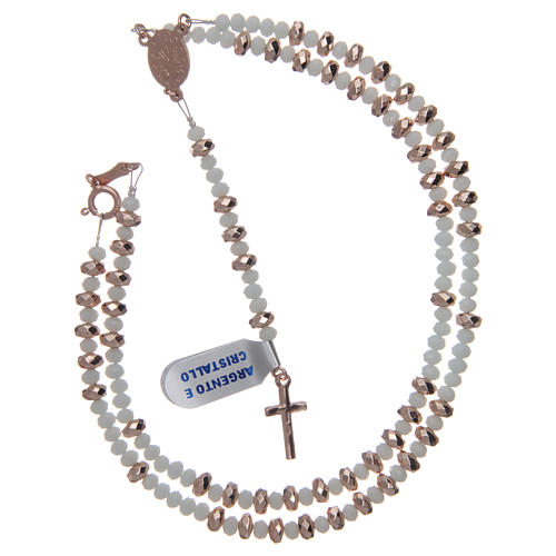 Rosary in silver finished in rosè and crystal 4