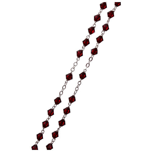 Rosary in silver with red strass beads 5mm 3