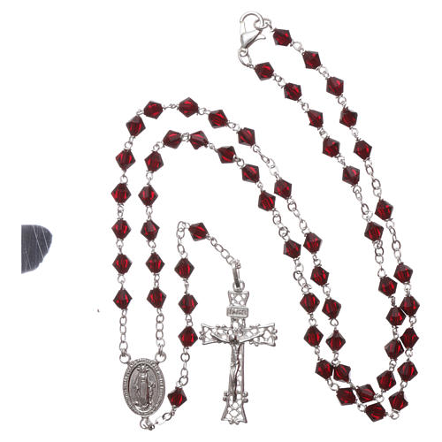 Rosary in silver with red strass beads 5mm 4