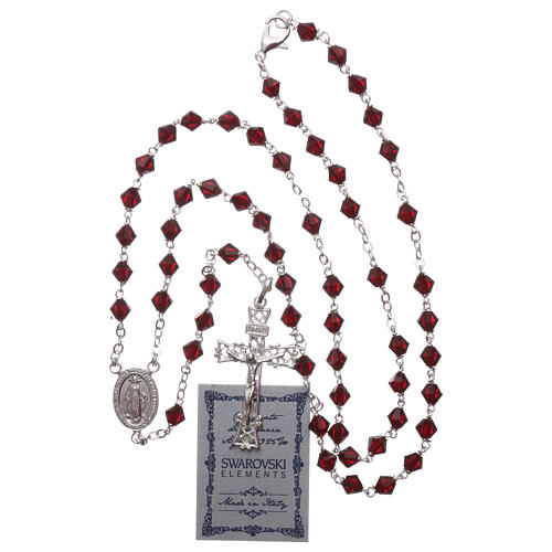 Rosary in silver with red strass beads 5mm 5