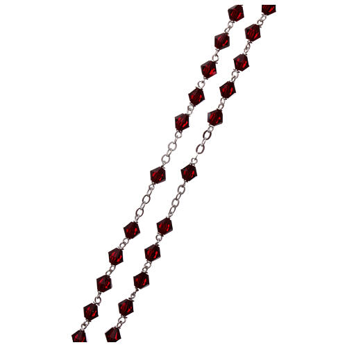 Silver rosary red strass beads 5 mm 3