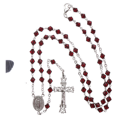 Silver rosary red strass beads 5 mm 4