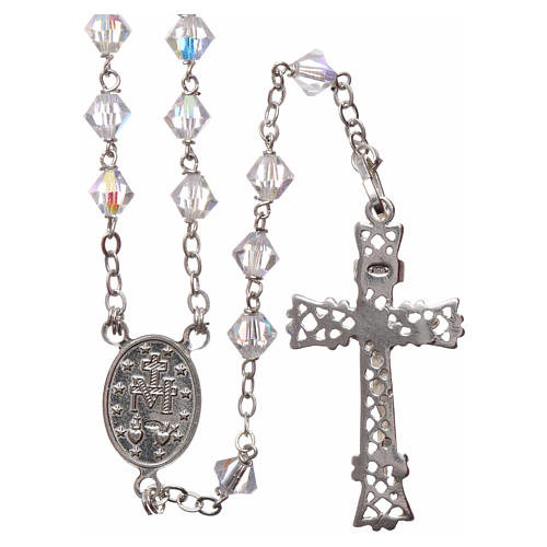 Rosary in silver with iridescent strass beads 2