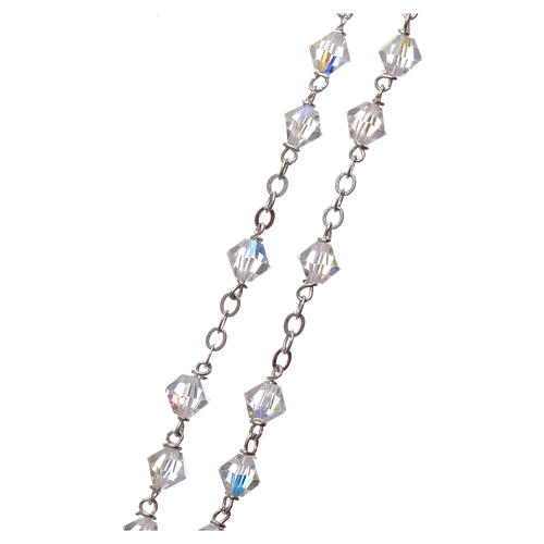 Rosary in silver with iridescent strass beads 3