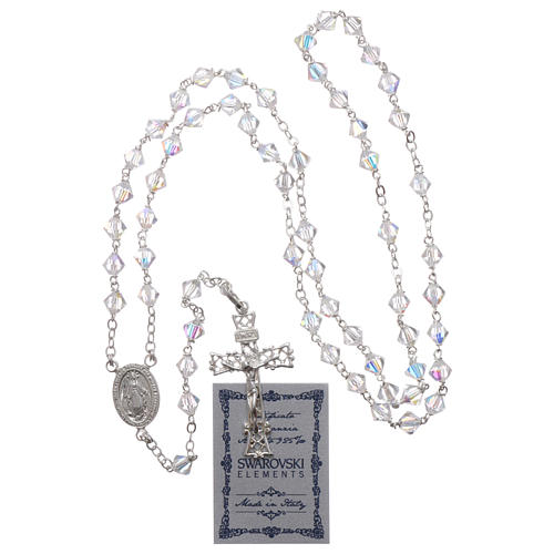 Rosary in silver with iridescent strass beads 4