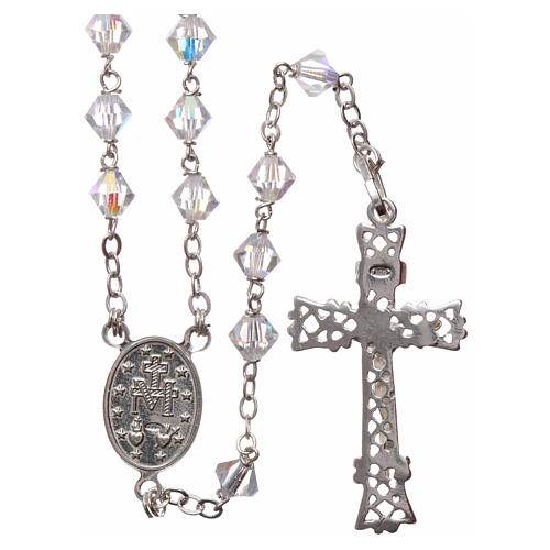 Silver rosary with iridescent crystals 2