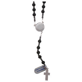Rosary made of 925 silver and volcanic lava beads 6 mm white zircons
