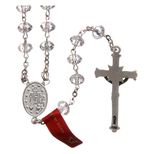 Rosary 4x6 mm in white crystal with 925 silver thread 2