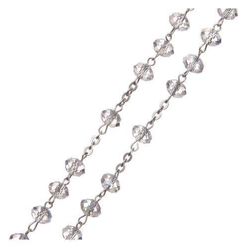 Rosary 4x6 mm in white crystal with 925 silver thread 3