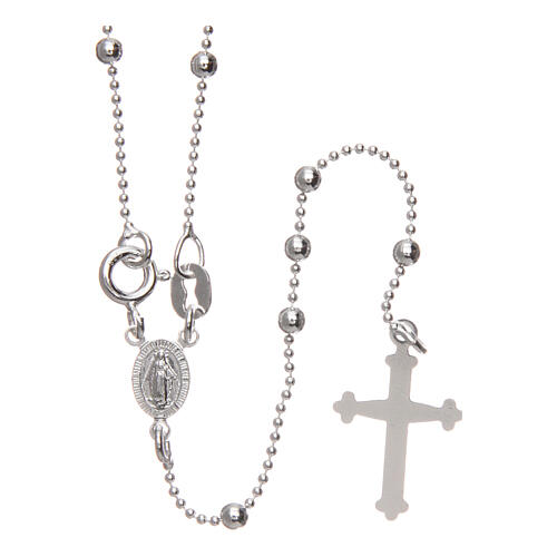 Rosary with round beads of 925 silver 2 mm 1