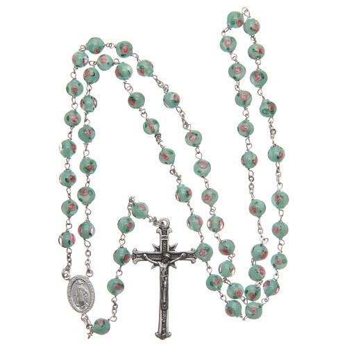 Glass rosary with roses and 925 silver chain 4