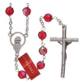 Rosary in faceted crystal and red 925 silver 6mm beads