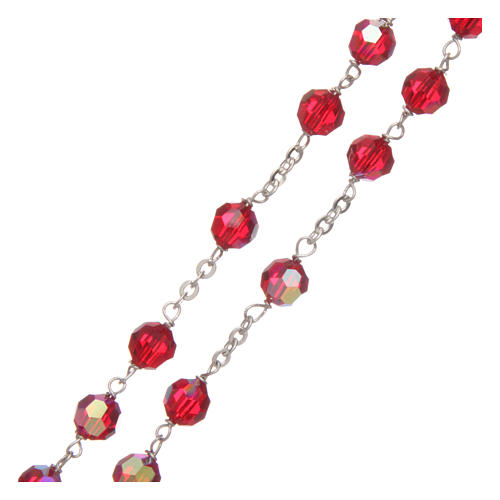 Rosary in faceted crystal and red 925 silver 6mm beads 3