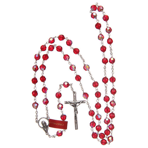 Crystal rosary red faceted beads 6 mm 925 silver 4