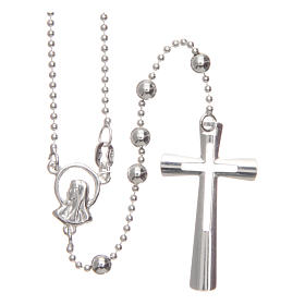 Terços Prata: Terço prata 925 contas redondas 4 mm