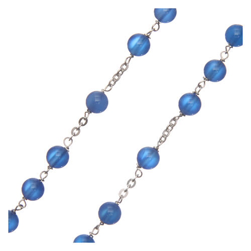 Rosenkranz Silber 925 blaue Achat Perlen 6mm 3