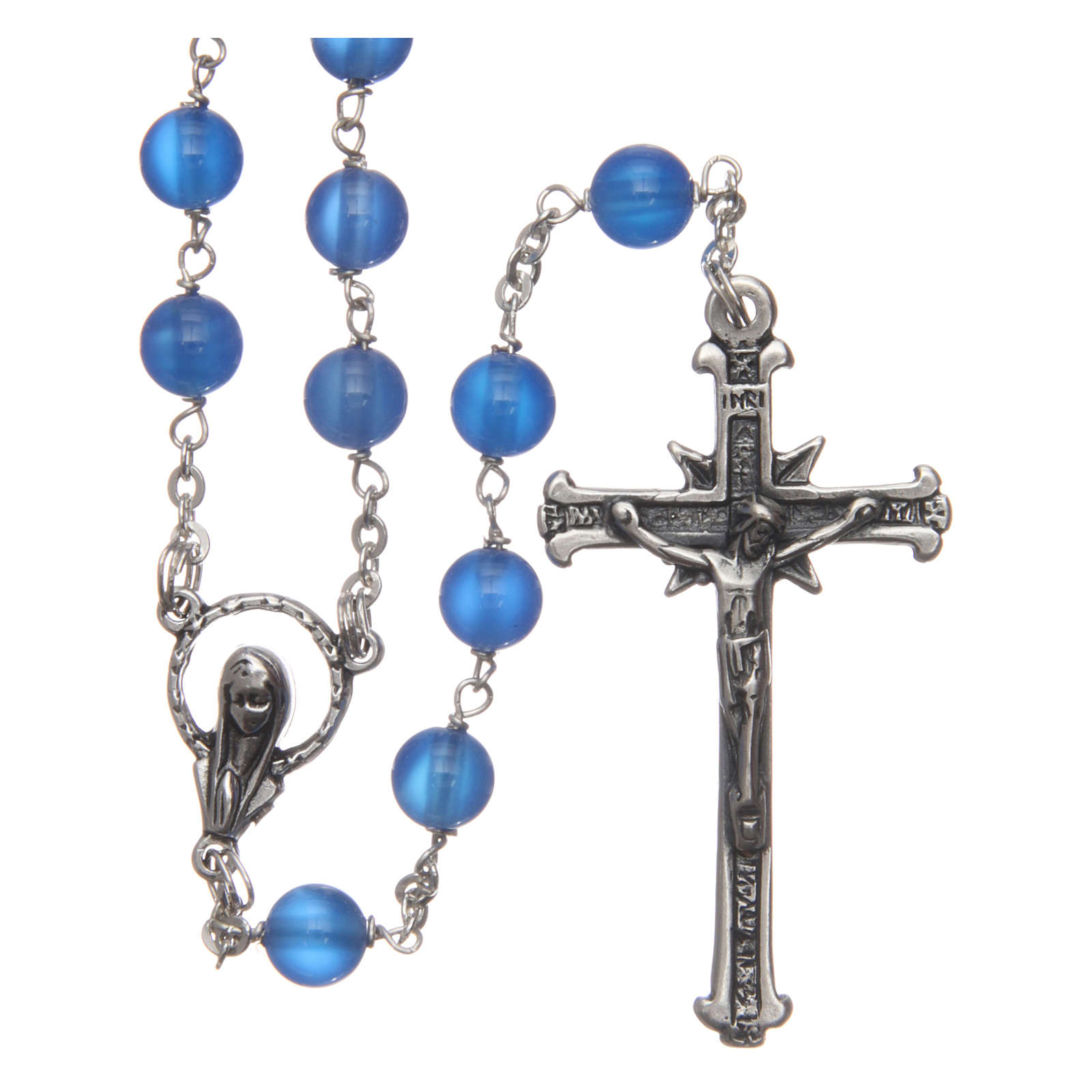Rosary in blue agate 6 mm with 925 silver thread | online sales on ...
