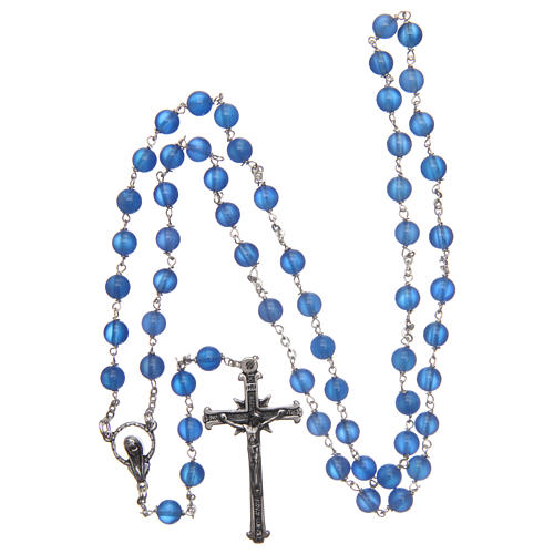 Rosary in blue agate 6 mm with 925 silver thread 4
