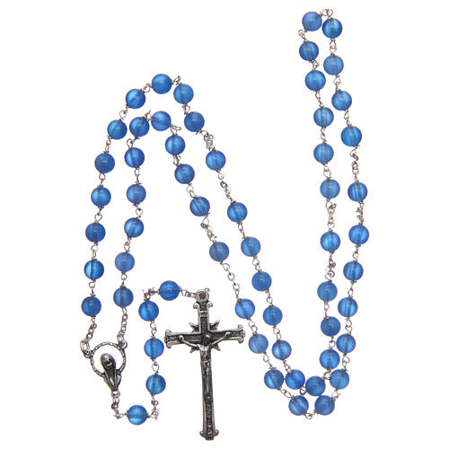 Rosary bleu agate 6 mm 925 silver chain 4