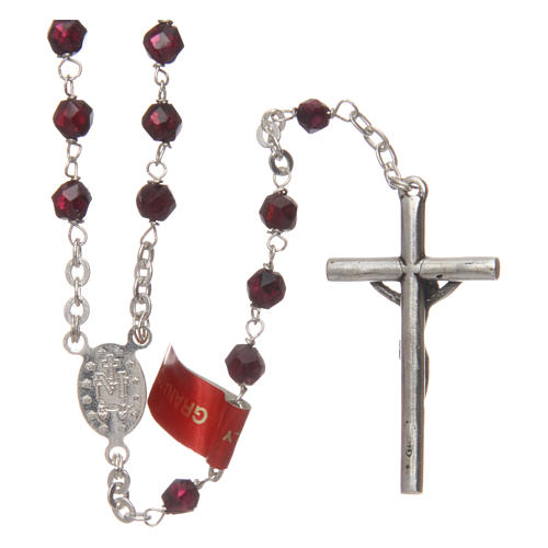 Rosary in real garnet with thread in 925 silver diameter 5 mm 2