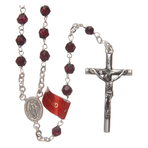 Rosary with real garnet beads 5 mm 925 silver chain 1
