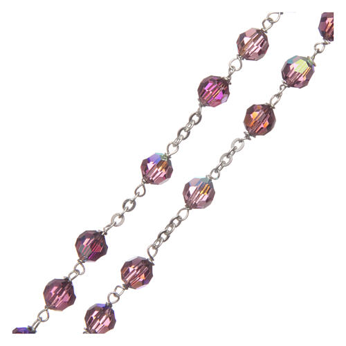 Crystal rosary faceted beads 6 mm amethyst color 925 silver 3