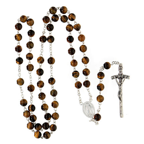 Rosary in tiger's eye with thread in 925 silver diameter 6 mm 4