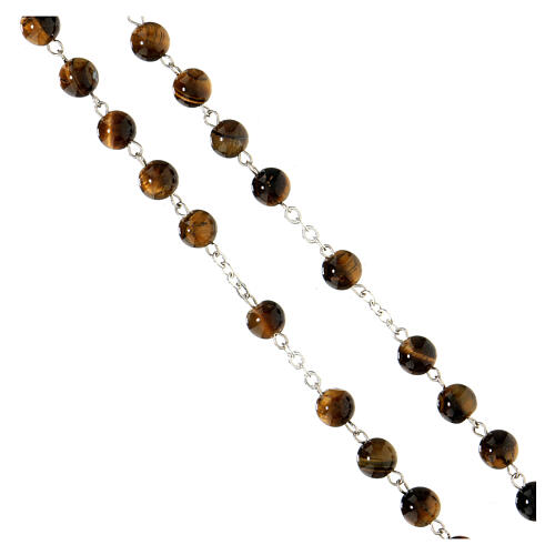 Rosary with real tiger eye beads 6 mm 925 silver chain 3