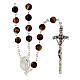 Rosary with real tiger eye beads 6 mm 925 silver chain s1
