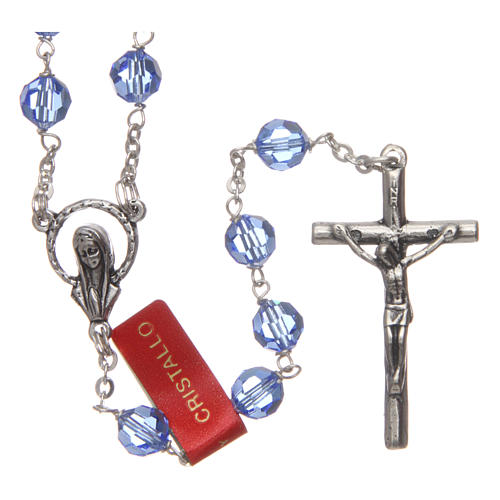 Rosary in faceted light blue crystal and 925 silver 1